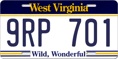 WV license plate 9RP701