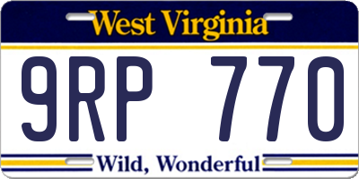 WV license plate 9RP770