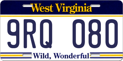 WV license plate 9RQ080