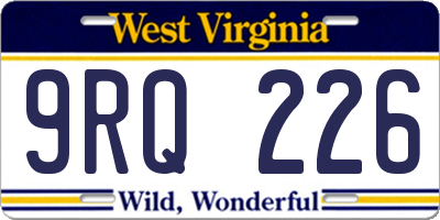 WV license plate 9RQ226