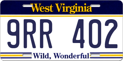 WV license plate 9RR402