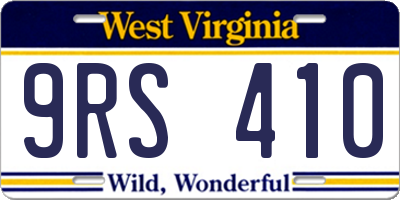 WV license plate 9RS410