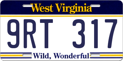 WV license plate 9RT317