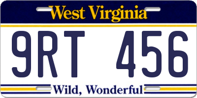 WV license plate 9RT456