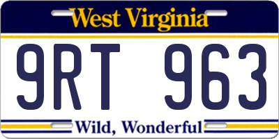 WV license plate 9RT963