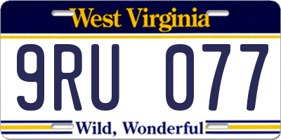 WV license plate 9RU077