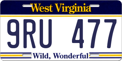 WV license plate 9RU477