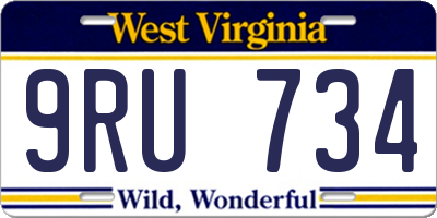 WV license plate 9RU734