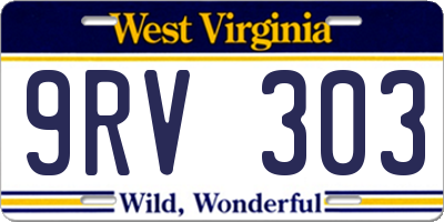 WV license plate 9RV303