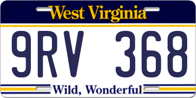 WV license plate 9RV368