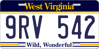 WV license plate 9RV542