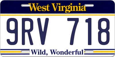 WV license plate 9RV718