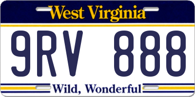 WV license plate 9RV888