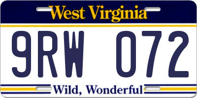 WV license plate 9RW072