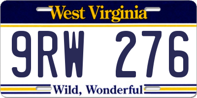 WV license plate 9RW276