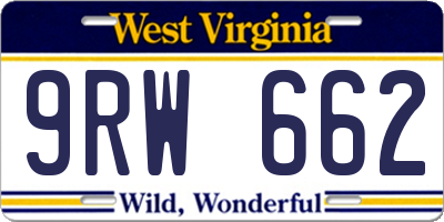 WV license plate 9RW662