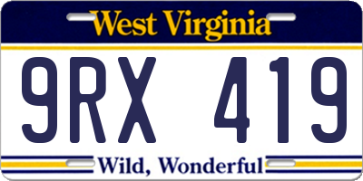WV license plate 9RX419