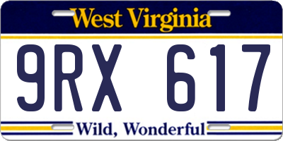 WV license plate 9RX617