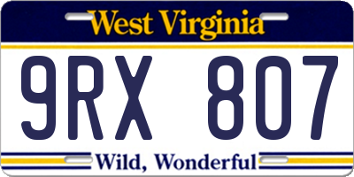 WV license plate 9RX807