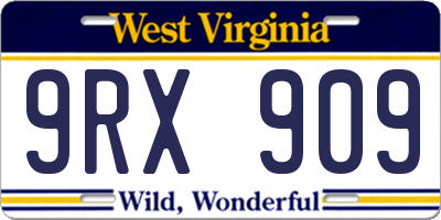 WV license plate 9RX909