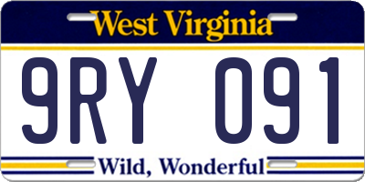 WV license plate 9RY091