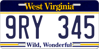 WV license plate 9RY345