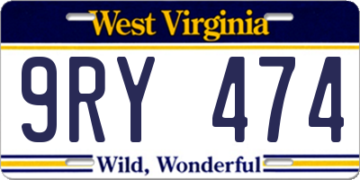 WV license plate 9RY474