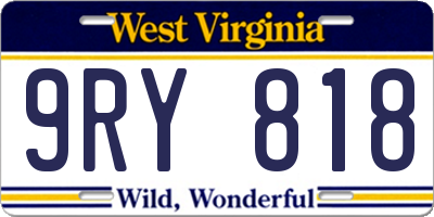 WV license plate 9RY818