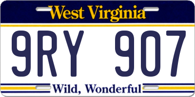 WV license plate 9RY907