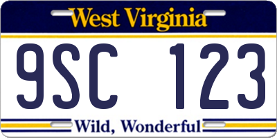 WV license plate 9SC123