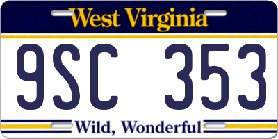 WV license plate 9SC353