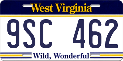 WV license plate 9SC462