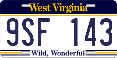 WV license plate 9SF143