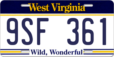 WV license plate 9SF361