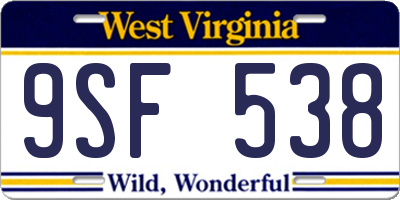 WV license plate 9SF538