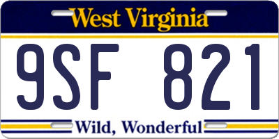WV license plate 9SF821