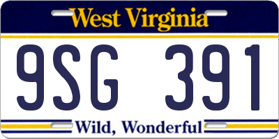 WV license plate 9SG391