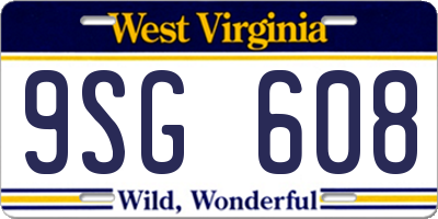 WV license plate 9SG608