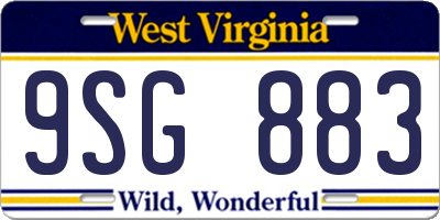WV license plate 9SG883