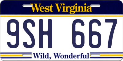 WV license plate 9SH667