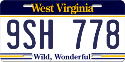 WV license plate 9SH778