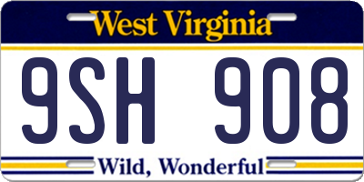 WV license plate 9SH908