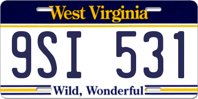 WV license plate 9SI531