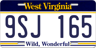 WV license plate 9SJ165