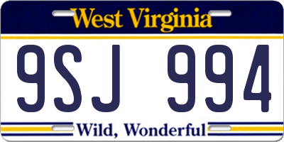 WV license plate 9SJ994