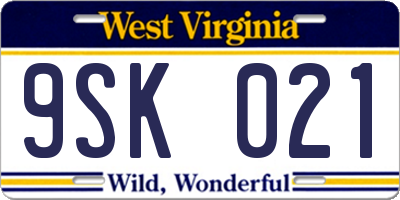 WV license plate 9SK021