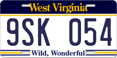 WV license plate 9SK054