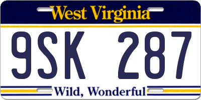 WV license plate 9SK287