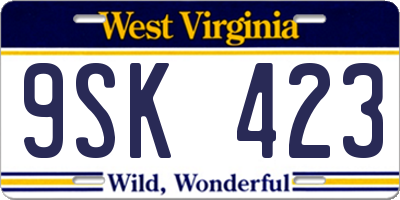 WV license plate 9SK423
