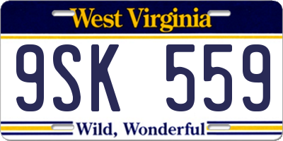 WV license plate 9SK559